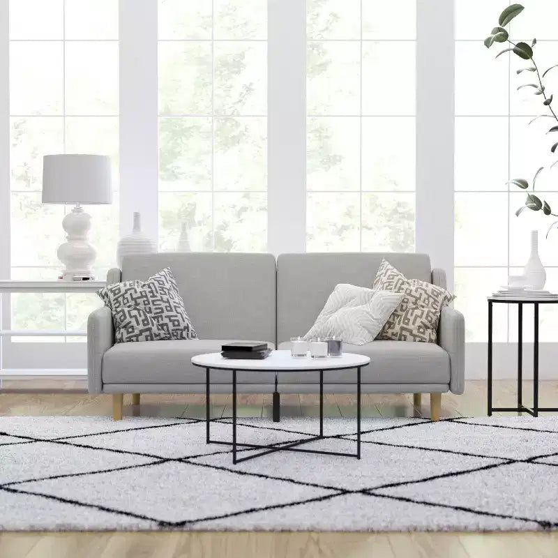 Merrick Lane Mid Century Modern Split-Back Sofa Futon with 3 Recline Positions