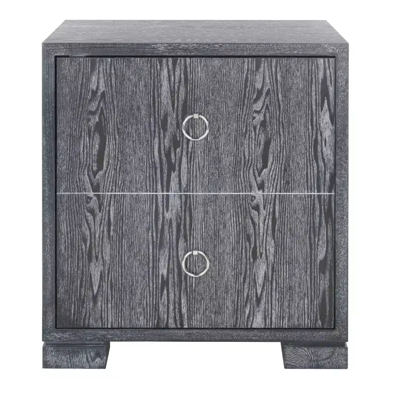 Lacquer Chest - Black Cerused Oak Nightstand