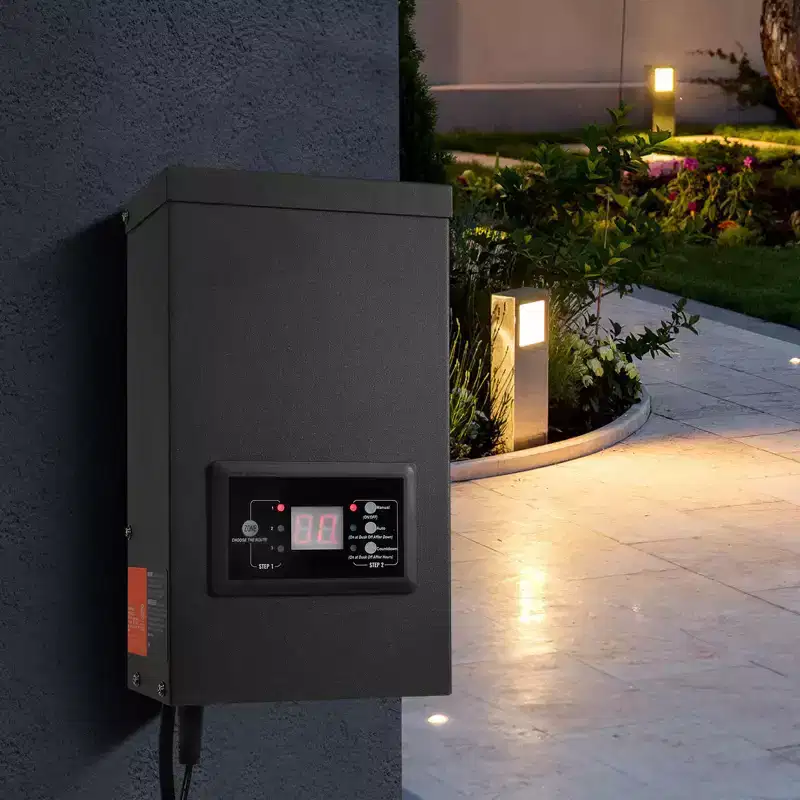 VEVOR 300W Low Voltage Landscape Transformer with Timer and Photocell Sensor, Waterproof Landscape Lighting Transformer,120V AC to 12V/14V AC, Black