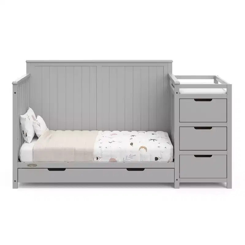 5-in-1 Convertible Crib and Changer with Drawer