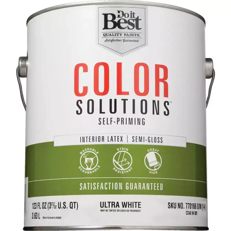 Do it Best Latex Self-Priming Semi-Gloss Interior Wall Paint, Ultra White, 1 Gal. CS48W0801-16