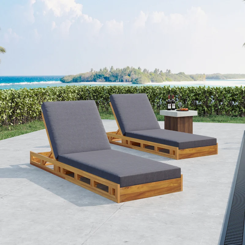 Christopher Knight Home -Johnson Outdoor Acacia Chaise Lounge Set