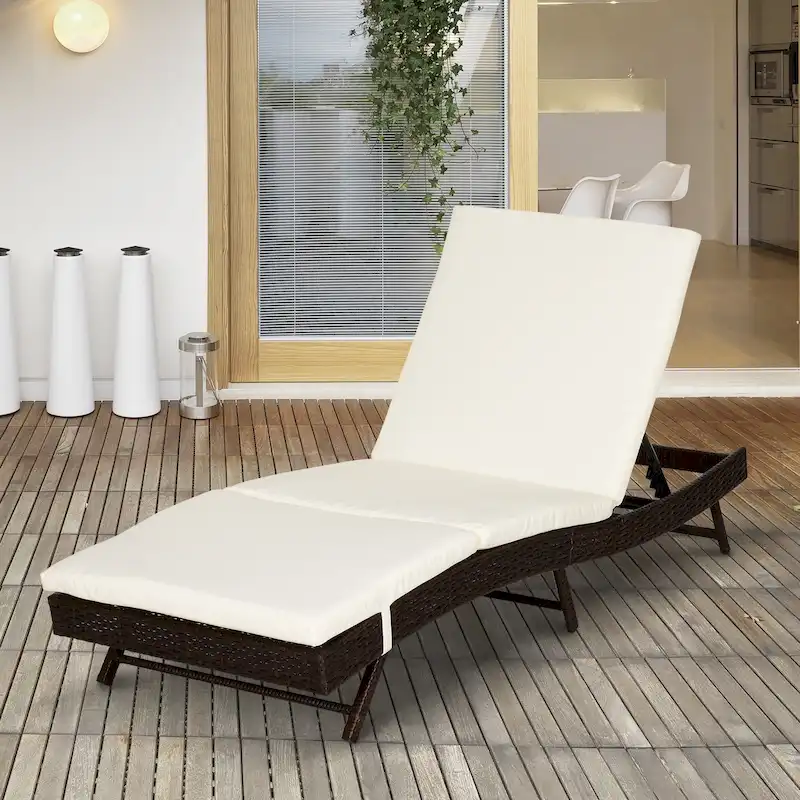 Outsunny 5 Position Adjustable Outdoor PE Rattan Wicker Chaise Patio Louge Chair