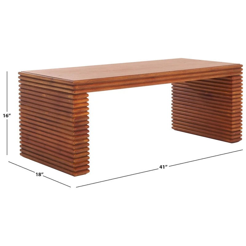 Virginie Coffee Table | Natural Wood Base & Gold Legs | 41x18x16 | Modern Chic
