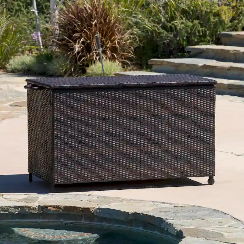 Outdoor Small Brown Wicker Cushion Box by Christopher Knight Home - 52.75 L x 26.00 W x 30.25 H