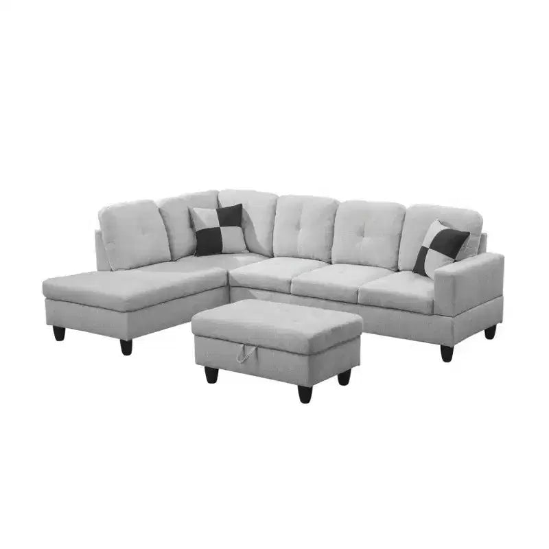 Experience Unmatched Comfort with Our Elegant Gray Fabric L-Shaped Sectional Sofa
