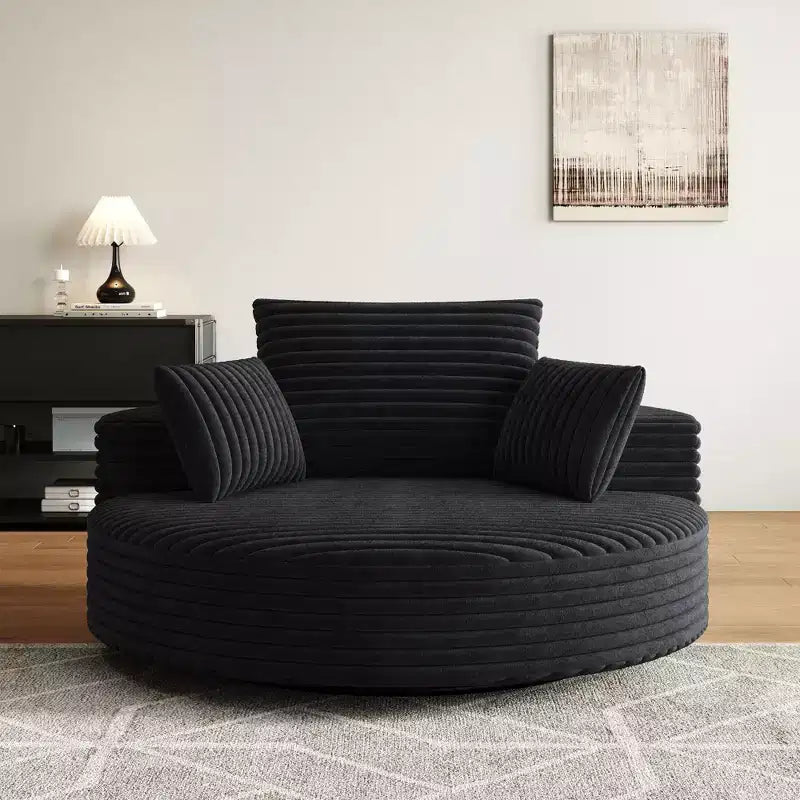 55 inch Beige Corduroy Foam Single Swivel Chair for Living Room and Bedroom