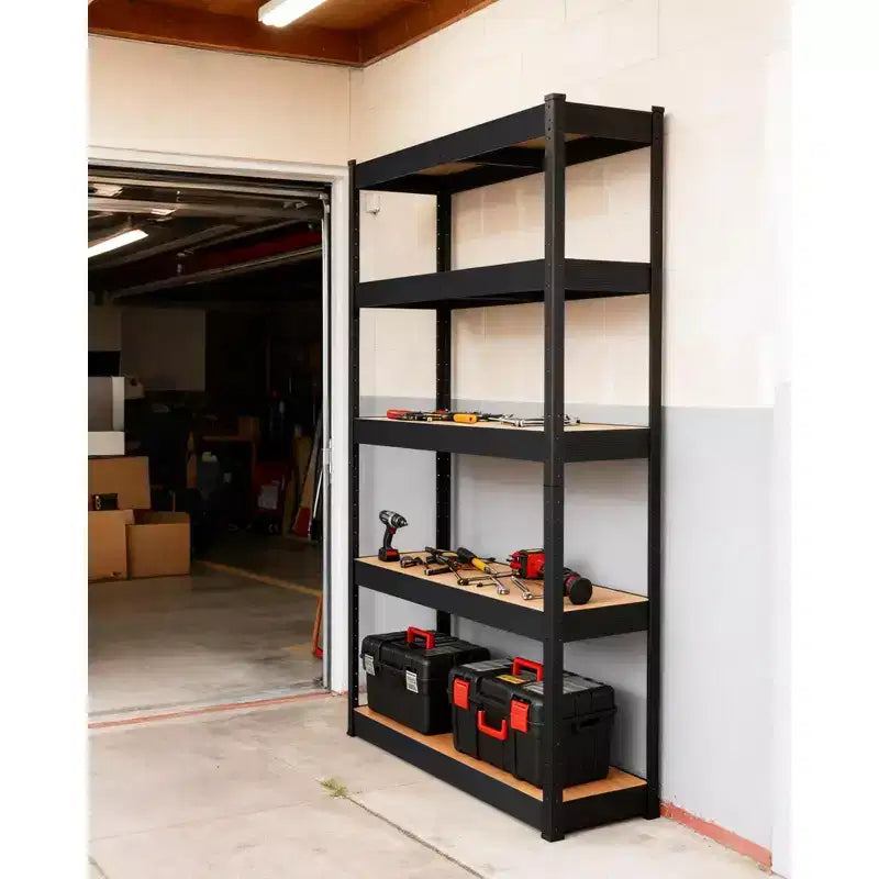 Silver/Black 5-Tier Adjustable Metal Shelving Unit – 36W x 18D x 72H