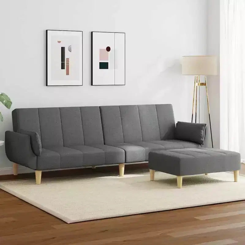 vidaXL Sofa Bed Dark grey Polyester, wood, plastic, foam 2-seater