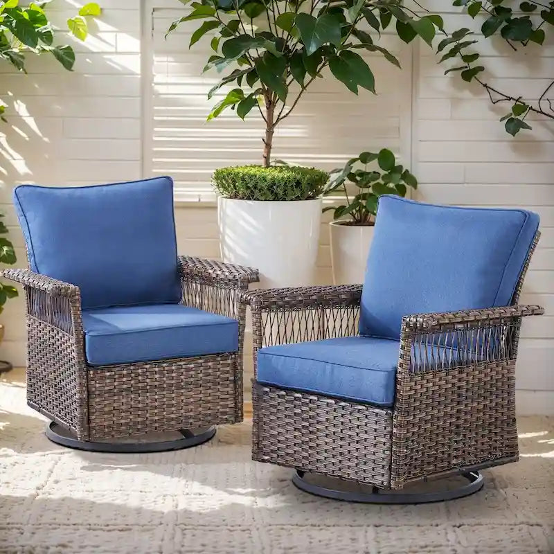 Gymojoy Swivel Rocking Chairs for Patio - Brown