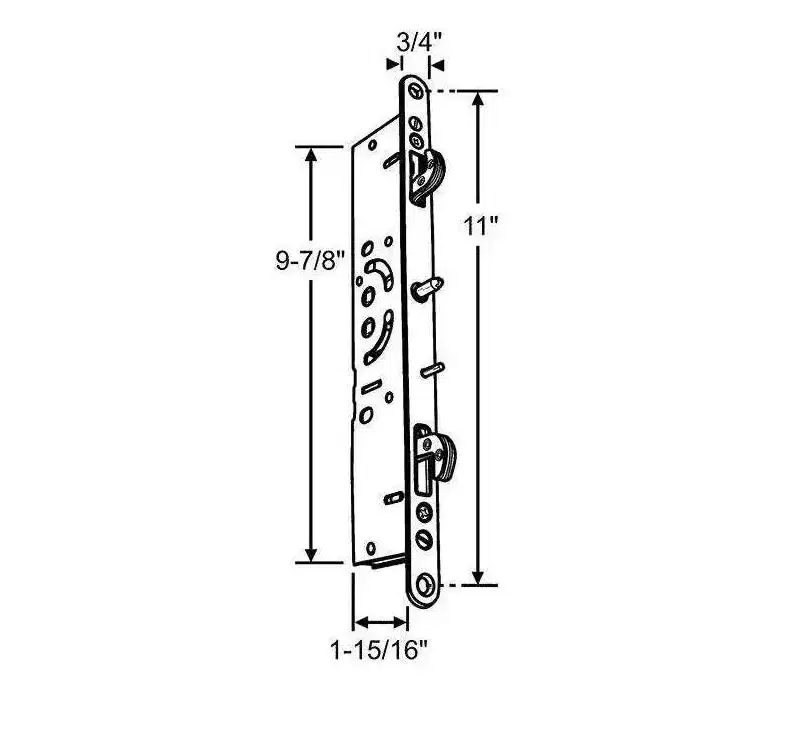 Brixwell Dual Point Mortise Lock Square Drive, 11 Hole Center, 3/4 Faceplate Width, Stainless Steel Material and Finish