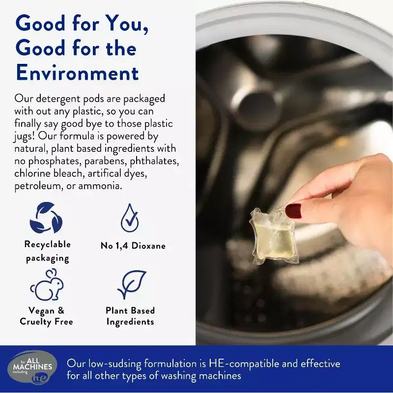 Laundry Detergent Pods - Lavender - Hypoallergenic Laundry Pods - Ultra Concentrated, Recyclable Packaging, Stain Fighting
