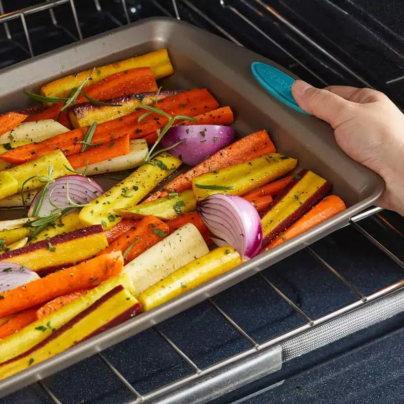 Rachael Ray Cucina Nonstick 11"x17" Cookie Pan Agave Blue: Steel Baking Sheet, Oven-Safe, Dishwasher-Safe