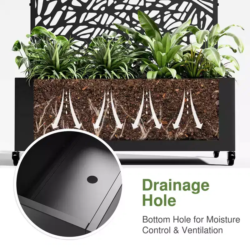Jardinière arquée en fer noir MAYEERTY 72x47 avec treillis, ensemble de 3 pièces, écran décoratif pour patio et balcon