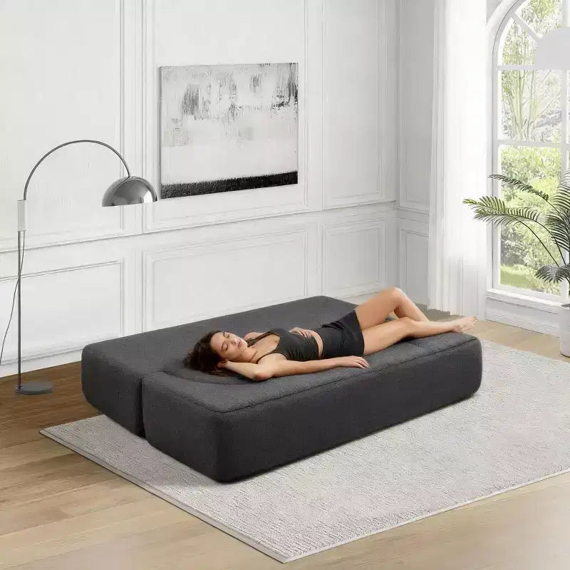 Okak Modern Folding 2-in-1 Convertible Loveseat Sofa with Memory Foam,Comfy Futon Couch Sofabed for Living Room, Apartment