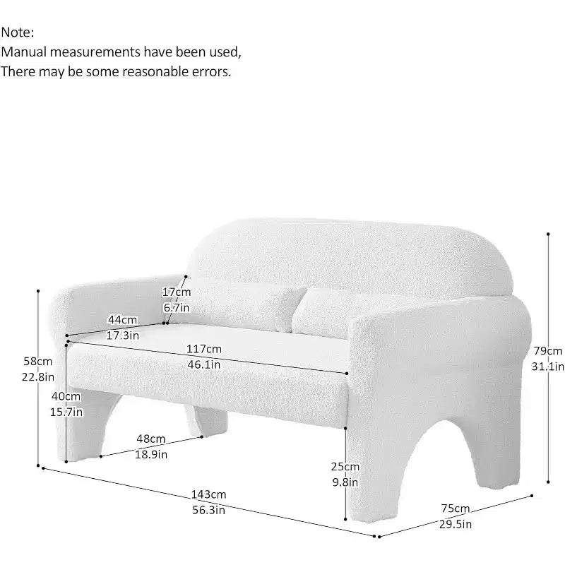 Modern Loveseat SofaTeddy Fabric, Sturdy Wood Frame, 2-Seat Upholstered Couch with Backrest for Living Room, Apartment, or Office