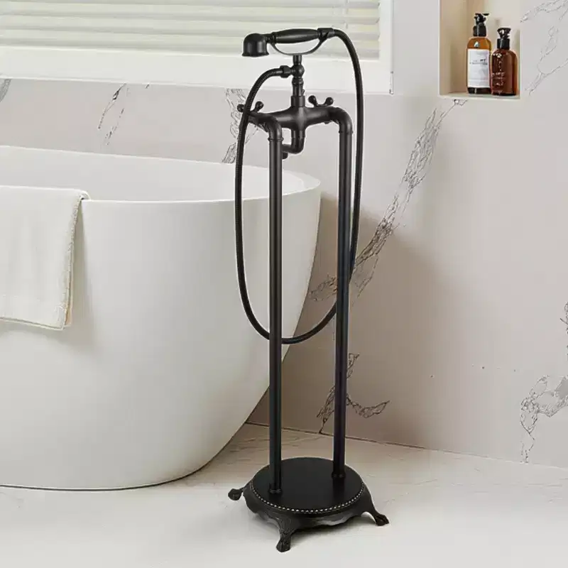 VEVOR Clawfoot Bathtub Faucet, Freestanding Tub Faucets with Handheld Shower, Vintage Oil-Rubbed Bronze Tub Filler Faucet Shower Kit, Black