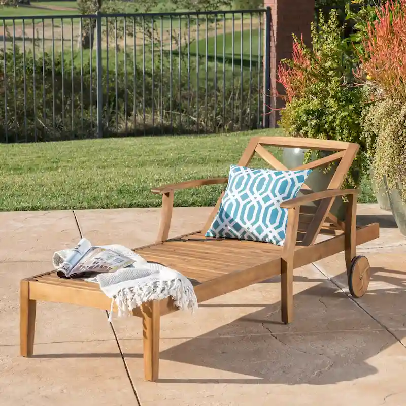 Perla Outdoor Acacia Wood Chaise Lounge by Christopher Knight Home