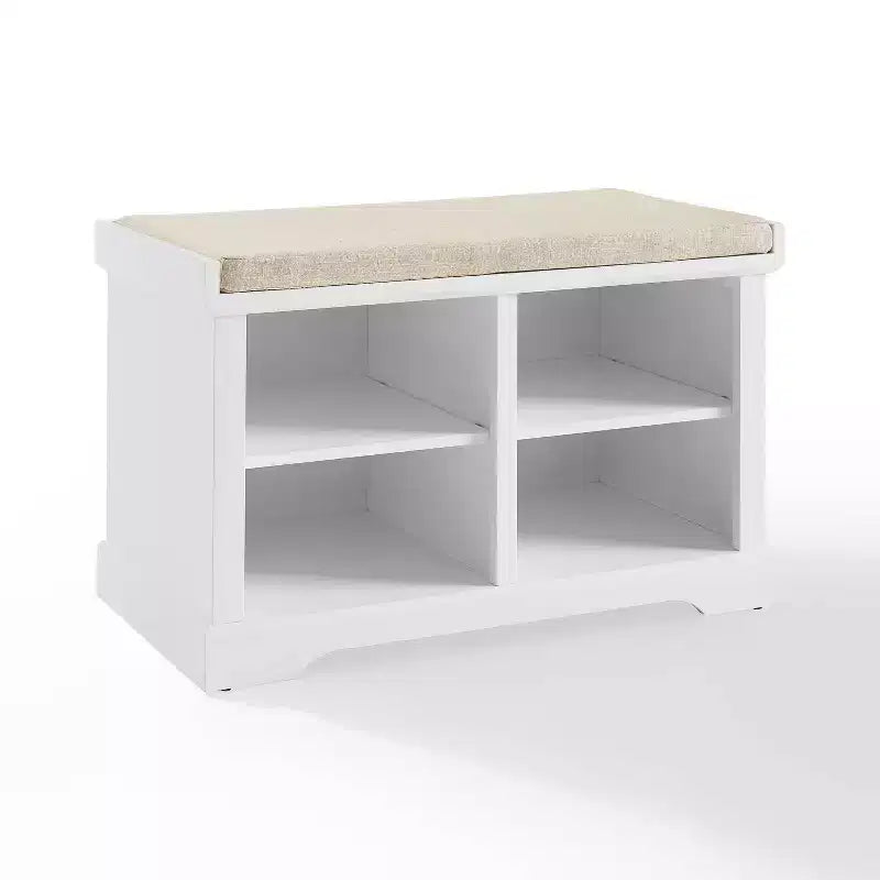 Anderson Storage Bench White - Crosley: Cushioned, Linen Upholstered, Farmhouse Style
