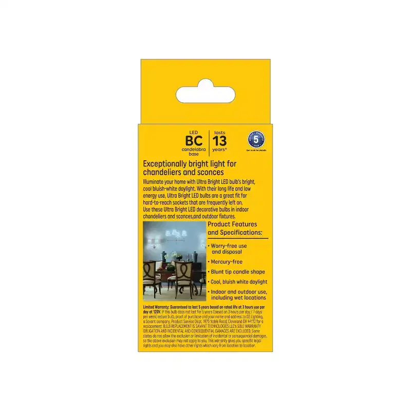 GE 2pk 100W Ultra Bright LED BC Decorative Light Bulbs Daylight