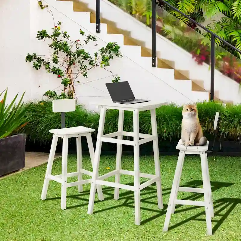 3-Piece HDPE Square High Outdoor Serving Bar Set