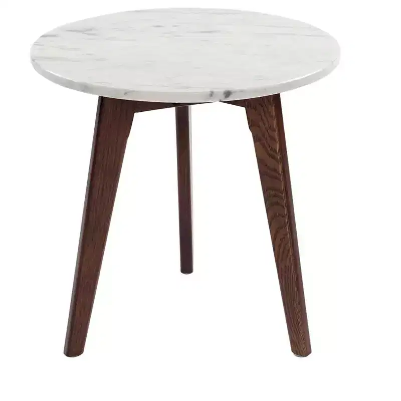 The Bianco Collection Cherie 15 Round Italian Carrara White Marble Side Table