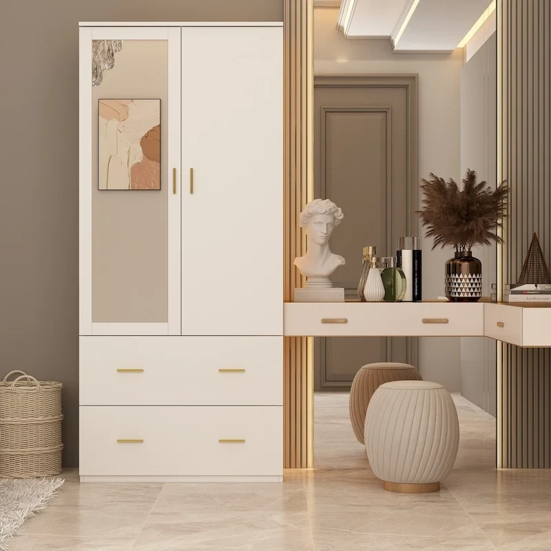 Timechee Armoire Wardrobes With Mirror And Hanging
