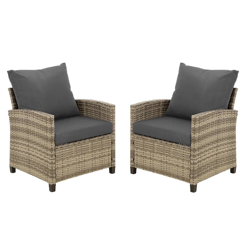 2-Seater Outdoor Wicker Sofa Couch with Gray Cushions