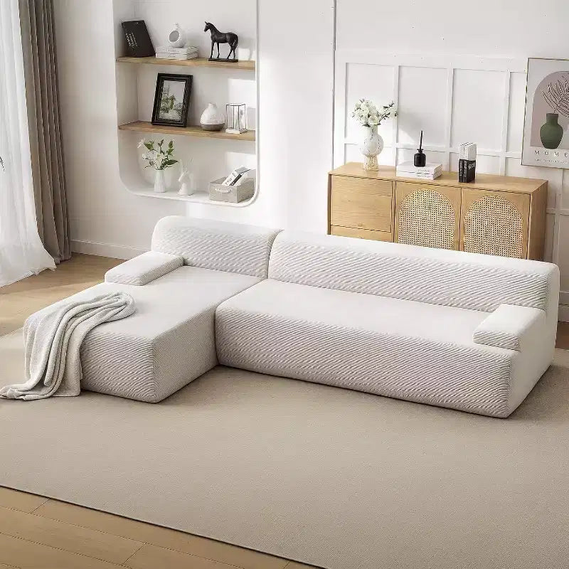 107 L Shaped Convertible Sectional Sofa, Upholstered 3 Seater Modular Sofa, No Assembly Required Sofa Sleeper for Living Room, Bedroom