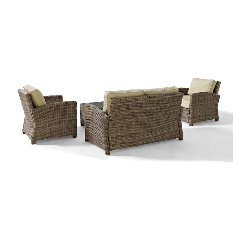 Crosley Bradenton Outdoor Wicker 4-Piece Seating Set with Sand Cushions