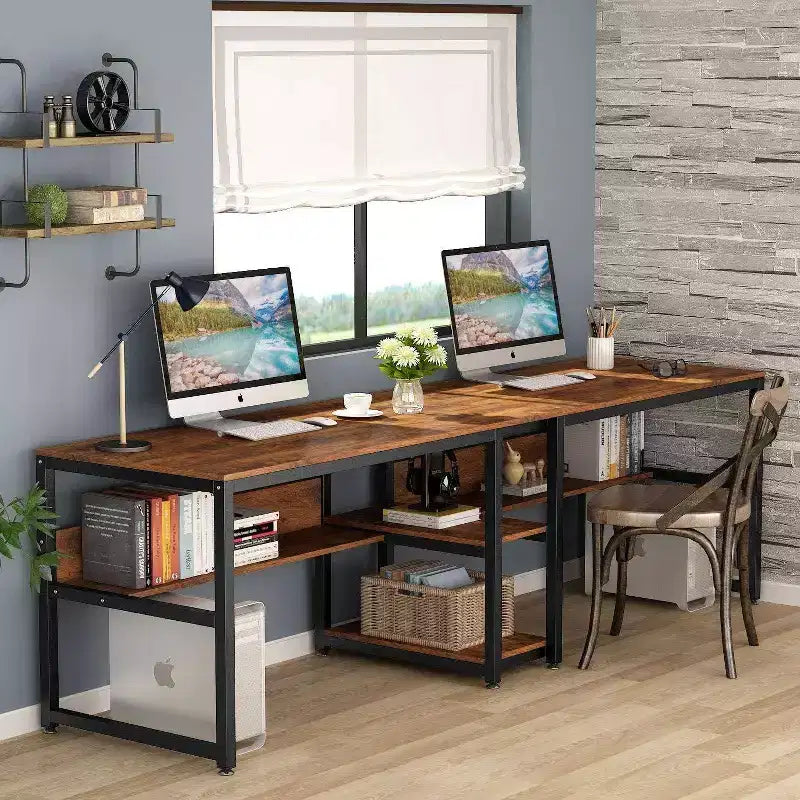 LITTLE TREE 78.7 Computer Desk Light Brown