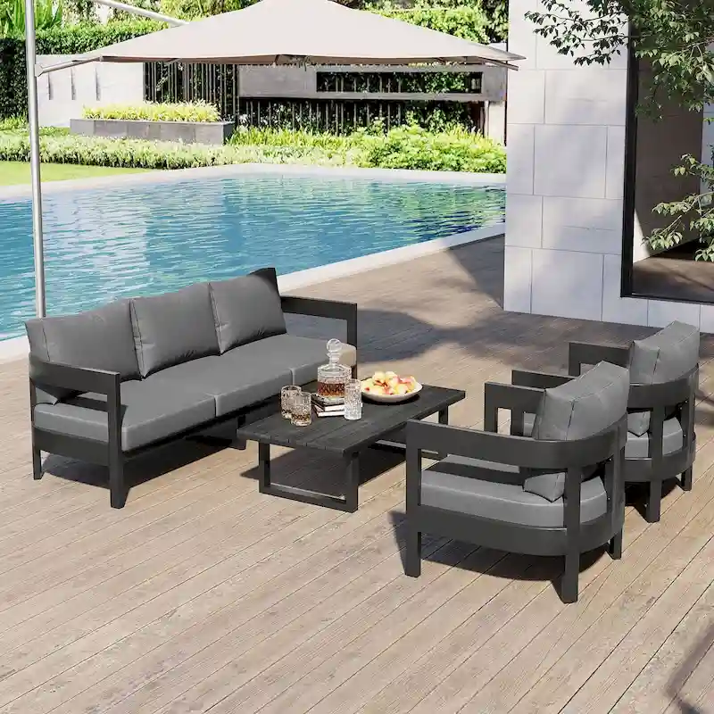 Deep Seat Sectional Sofa Patios Conversation Sets Lounge Chairs