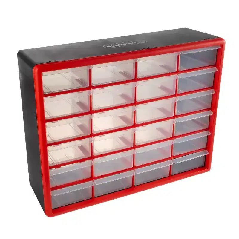 Red 24-Drawer Plastic Storage Organizer, Single User