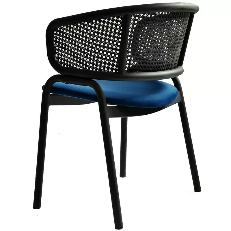 LeisureMod Ervilla Modern Dining Side Chair  Cozy Upholstered Accent Armchair with Black Iron Legs, Kitchen, Dining Room, Cafe, Restaurant Seating