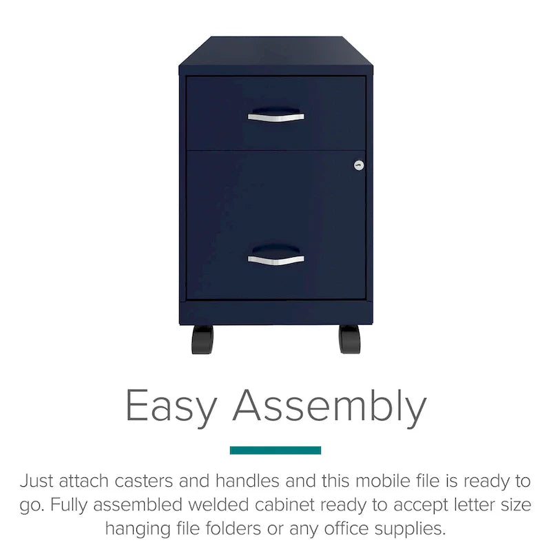 Space Solutions 18 Deep 2 Drawer Letter Width Mobile Vertical File Cabinet with Accessory Drawer