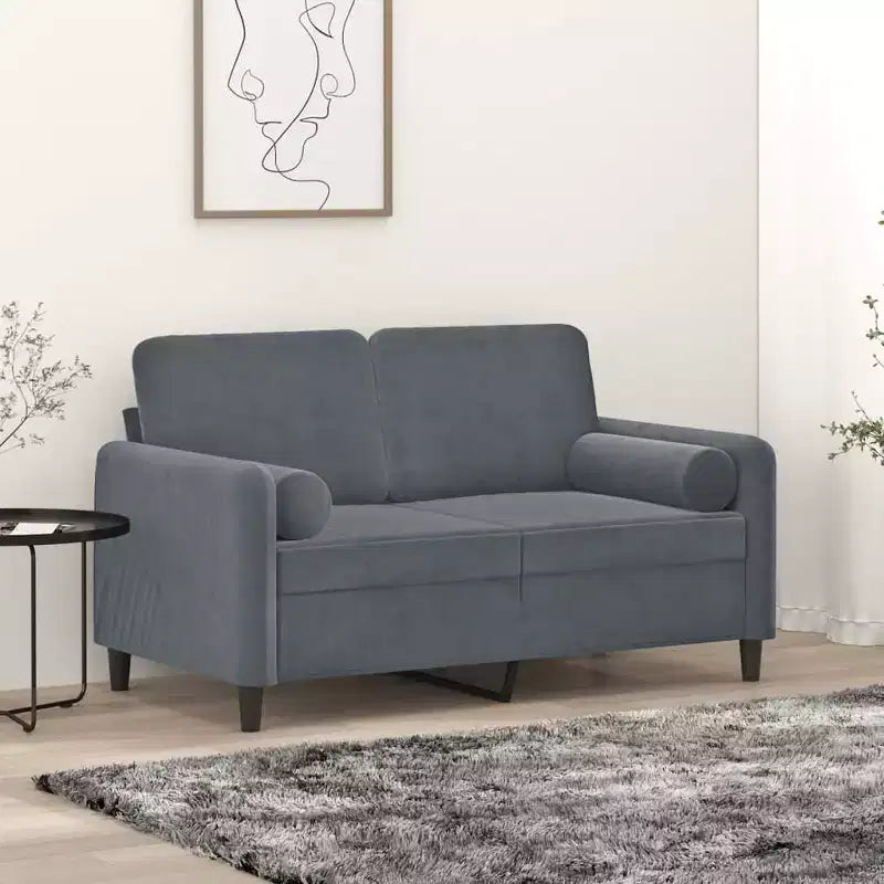 vidaXL 2-Seater Sofa with Throw Pillows Dark Gray 47.2 Velvet