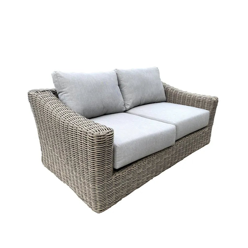 Tulum Two-Tone Dark Beige Aluminum Frame Loveseat with Cushions