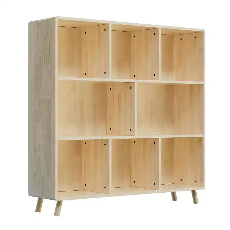 Pine Wood 8-Compartment Storage Cabinet, 44L x44 H Fixed Shelves Organizer for Books/Toys/Home Dcor, Modern Wooden Bookcase