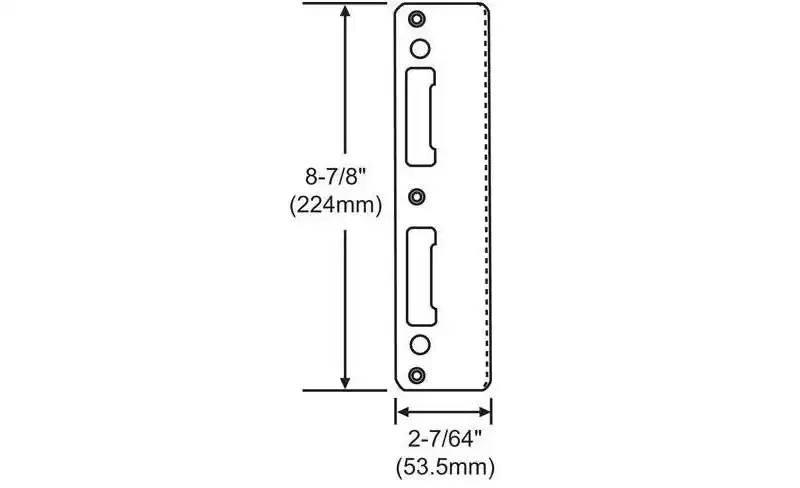 Brixwell Latch And Deadbolt Strike, Steel Material, 8-7/8 Length, Stainless Brass Finish
