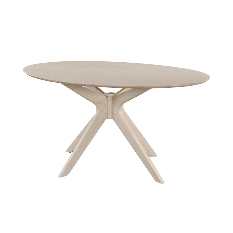 Oval Dining Table with Starburst Veneer Top, Seats 6-8, Solid Wood Base
