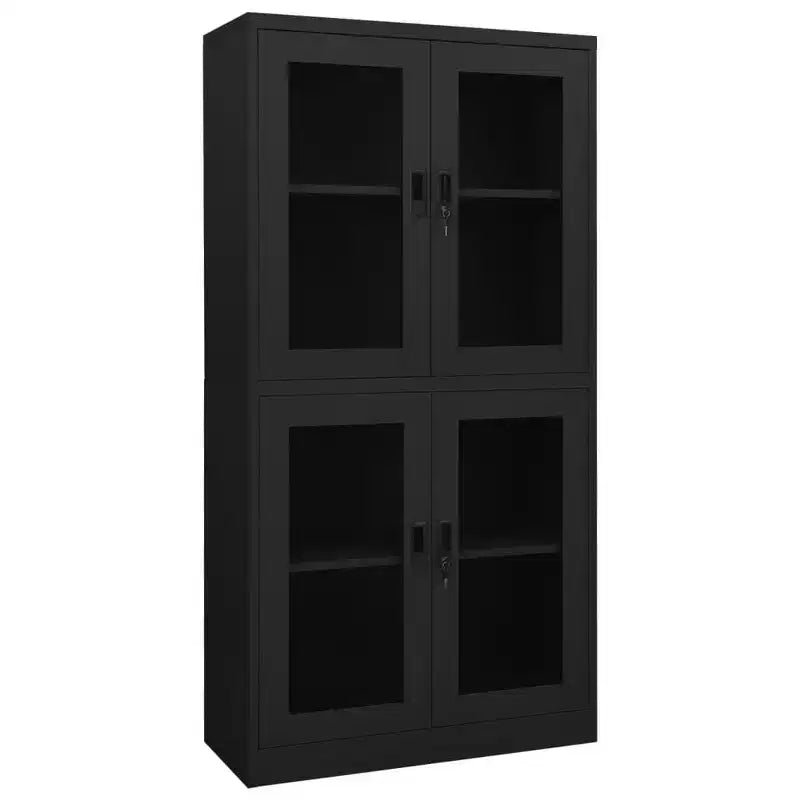 vidaXL Filing Cabinet Storage Cabinet for Office Steel and Tempered Glass