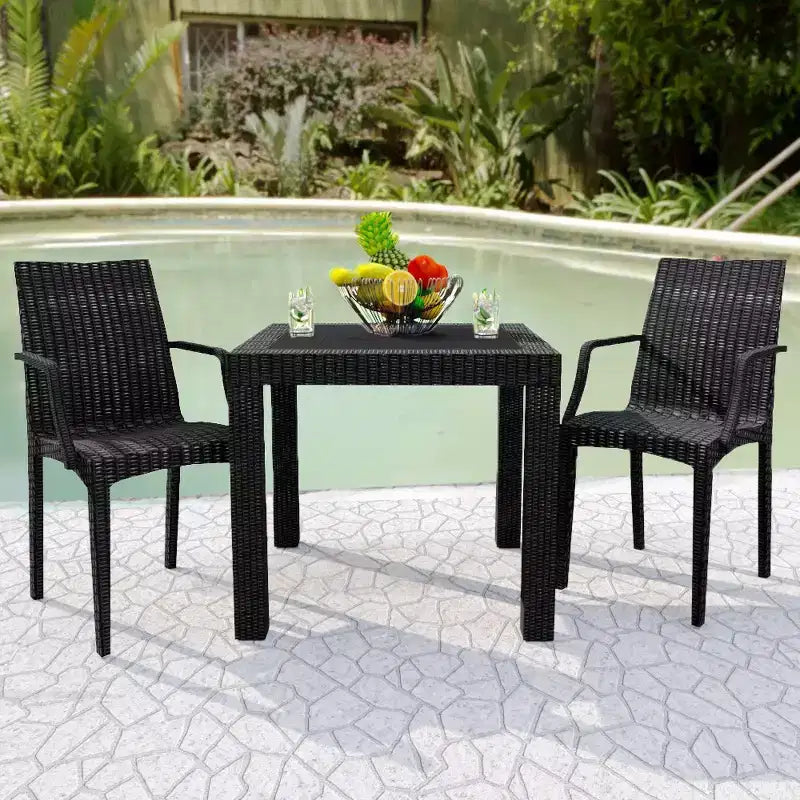 LeisureMod Mace Modern Dining Arm Chair Set of 2 for Indoor and Outdoor Use, Durable Design for Kitchen, Garden, Balcony, Lounge, Cafe, or Entryway