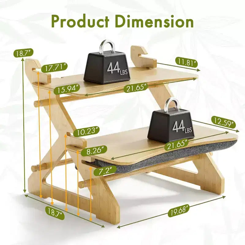 Home Collection 22 Inch Adjustable Bamboo Standing Desk Converter