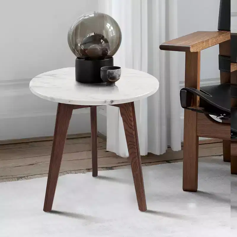 The Bianco Collection Cherie 15 Round Italian Carrara White Marble Side Table