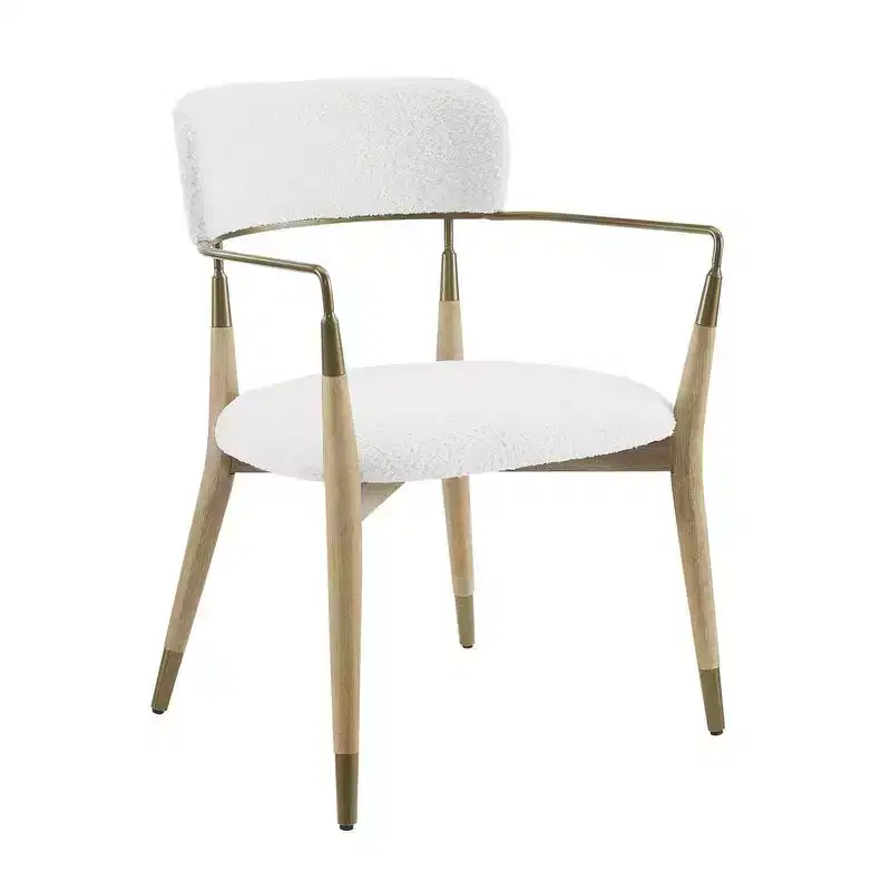 HOMLUX Set of 2 Upholstered Accent Dining Chairs Arm Rest Curved Backrest