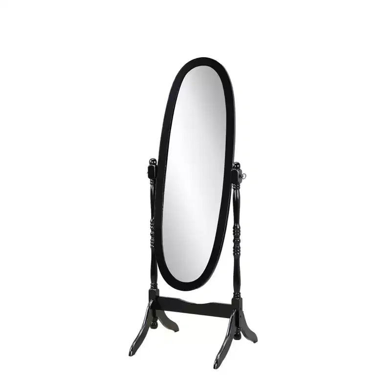 TUYOHW Traditional Full Length Mirror with Stand Oval Cheval Freestanding Mirrors with Wood Frame Tilting Swing Mirror for Bedroom, Living Room