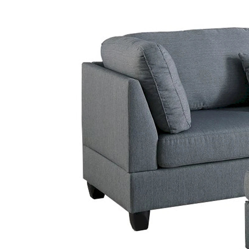 Linen Fabric 3 Pieces Sectional In Gray