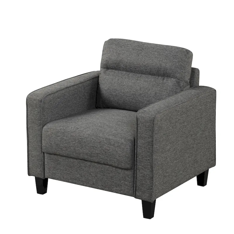 Contemporary Track Arms Accent Chair | Upholstered Fabric | Solid Wood Tapered Legs