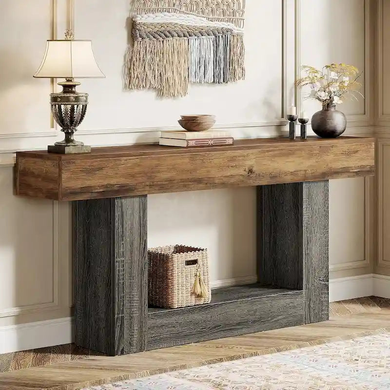 Farmhouse-style double-layer entryway table