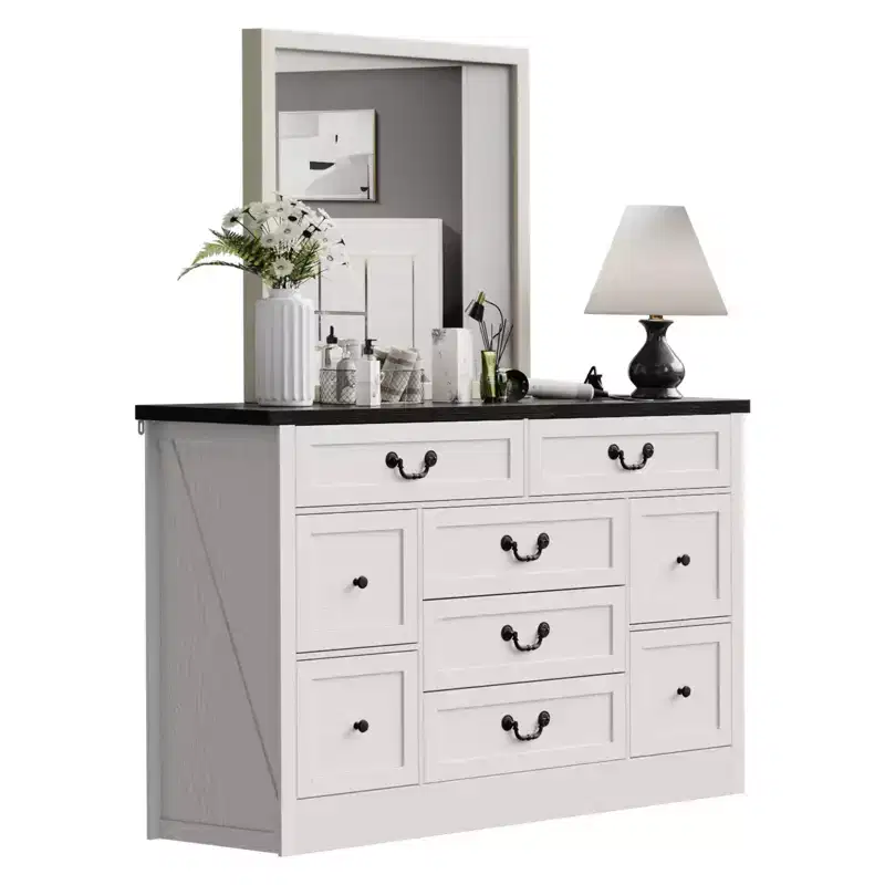 9-Drawer Dresser with Metal Handles – Wood Frame, Multi-Use Storage